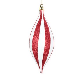 Vickerman 4" White/Red Glitter Ball Ornament 3/Bag