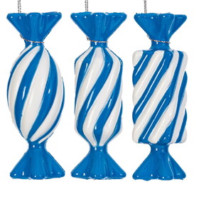 Vickerman MT253202W 4" Blue Swirl Enamel Candy Assort 6/Bag