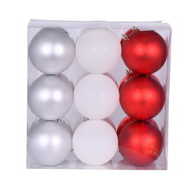 Vickerman N220750 4" Red White Silver Ornament Asst 18/box