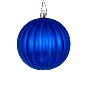 Vickerman N222202DMV 4" Blue Matte Lined Ball Ornament 6/Bg