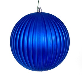 Vickerman N222402DMV 6" Blue Matte Lined Ball Ornament 4/Bg
