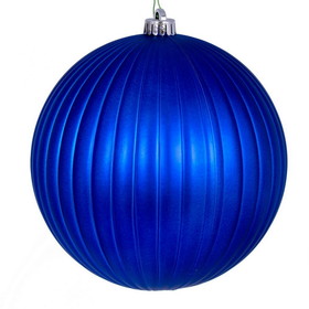Vickerman N222502DMV 8" Blue Matte Lined Ball Ornament