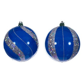 Vickerman 4" Blue Pearl Sequin Ball Orn 6/Asst