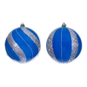 Vickerman 4.75" Blue Pearl Sequin Ball Orn 4/Asst