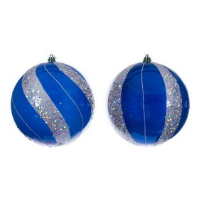 Vickerman 6" Blue Pearl Sequin Ball Orn 4/Asst