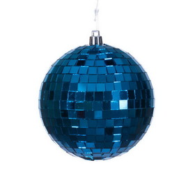 Vickerman 4" Blue Mirror Ball Ornament 6/Bag