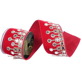 Vickerman QK256003 4"x5yd Red Gold Trim Mirrors