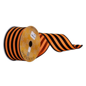 Vickerman 2.5"X10Y Black Velvt Orange Stripe Rbbon