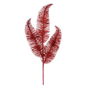 Vickerman RG220103 24.5" Red Feather Fern Glittr Spry 6/Bag