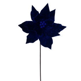 Vickerman 21.5" Blue Poinsettia Stem 6/Bag