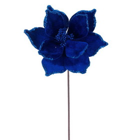 Vickerman 21.5" Blue Poinsettia 10" Flower 6/Bag