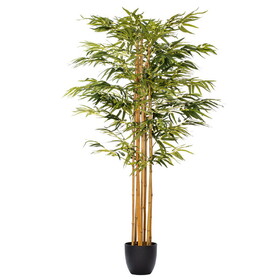 Vickerman 6' Artificial Potted Green Bamboo Tree.