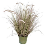 Vickerman Green Cattail Grass In Iron Pot