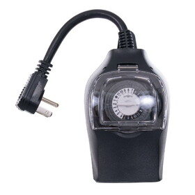 Vickerman V240200 Outdoor Mechanical Pin Timer With 14Ga 6" Power Cord And Grounded Plug,And 2 Grounded Outlets,Water Proof Clear Cover,Etl Approved.