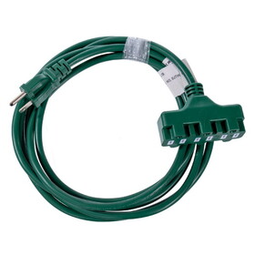 Vickerman V2416310 10' X 3 Outlet Green Grounded Extension Cord 16Awg/Sjtw, Etl Approved