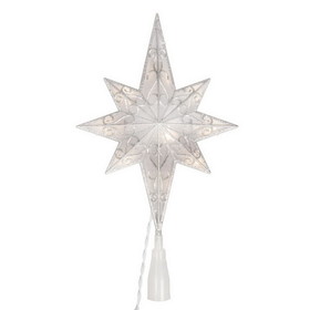 Vickerman X222407 14.5" LED Silver 8Pt Star Tree Topper