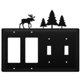 Village Wrought Iron EGGSS-22 Moose & Pine Trees - Double GFI and Double Switch Cover