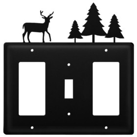 Village Wrought Iron EGSG-203 Deer & Pine Trees - Single GFI, Switch and GFI Cover