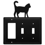 Village Wrought Iron EGSS-6 Cat - Single GFI and Double Switch Cover