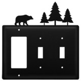 Village Wrought Iron EGSS-83 Bear & Pine Trees - Single GFI and Double Switch Cover