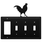 Village Wrought Iron EGSSS-1 Rooster - Single GFI and Triple Switch Cover