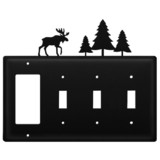 Village Wrought Iron EGSSS-22 Moose & Pine Trees - Single GFI and Triple Switch Cover