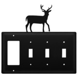 Village Wrought Iron EGSSS-3 Deer - Single GFI and Triple Switch Cover