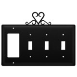 Village Wrought Iron EGSSS-51 Heart - Single GFI and Triple Switch Cover