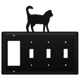Village Wrought Iron EGSSS-6 Cat - Single GFI and Triple Switch Cover