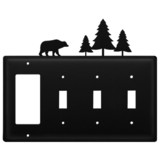 Village Wrought Iron EGSSS-83 Bear & Pine Trees - Single GFI and Triple Switch Cover