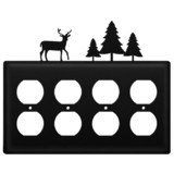 Village Wrought Iron EOOOO-203 Deer & Pine Trees - Quad. Outlet Cover