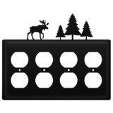 Village Wrought Iron EOOOO-22 Moose & Pine Trees - Quad. Outlet Cover