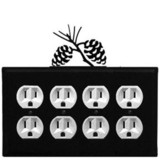 Village Wrought Iron EOOOO-89 Pinecone - Quad. Outlet Cover