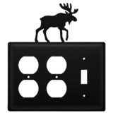 Village Wrought Iron EOOS-19 Moose - Double Outlet and Single Switch Cover