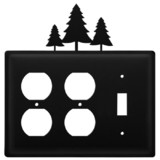 Village Wrought Iron EOOS-20 Pine Trees - Double Outlet and Single Switch Cover