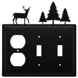Village Wrought Iron EOSS-203 Deer & Pine Trees - Single Outlet and Double Switch Cover