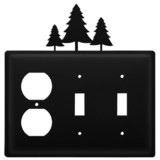 Village Wrought Iron EOSS-20 Pine Trees - Single Outlet and Double Switch Cover