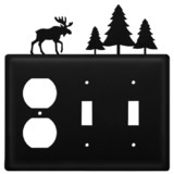 Village Wrought Iron EOSS-22 Moose & Pine Trees - Single Outlet and Double Switch Cover