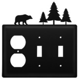 Village Wrought Iron EOSS-83 Bear & Pine Trees - Single Outlet and Double Switch Cover