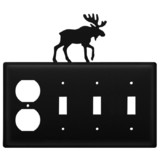 Village Wrought Iron EOSSS-19 Moose - Single Outlet and Triple Switch Cover