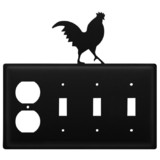 Village Wrought Iron EOSSS-1 Rooster - Single Outlet and Triple Switch Cover
