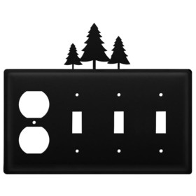 Village Wrought Iron EOSSS-20 Pine Trees - Single Outlet and Triple Switch Cover