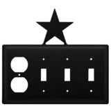 Village Wrought Iron EOSSS-45 Star - Single Outlet and Triple Switch Cover