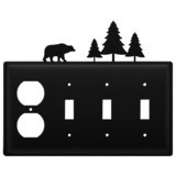 Village Wrought Iron EOSSS-83 Bear & Pine Trees - Single Outlet and Triple Switch Cover