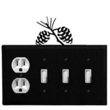 Village Wrought Iron EOSSS-89 Pinecone - Single Outlet and Triple Switch Cover