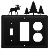 Village Wrought Iron ESGO-22 Moose & Pine Trees - Single Switch, GFI and Outlet Cover
