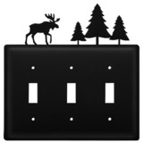 Village Wrought Iron ESSS-22 Moose & Trees - Triple Switch Cover