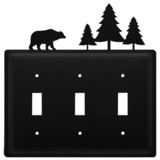 Village Wrought Iron ESSS-83 Bear & Pine - Triple Switch Cover