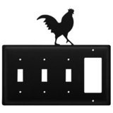 Village Wrought Iron ESSSG-1 Rooster - Triple Switch & Single GFI