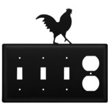 Village Wrought Iron ESSSO-1 Rooster - Triple Switch & Single Outlet